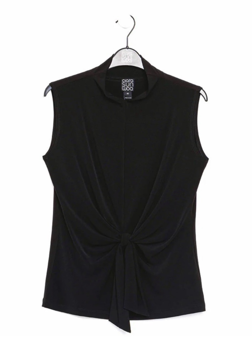 CLARA SUN WOO -Black Sleeveless Knot-Front Top - LARGE